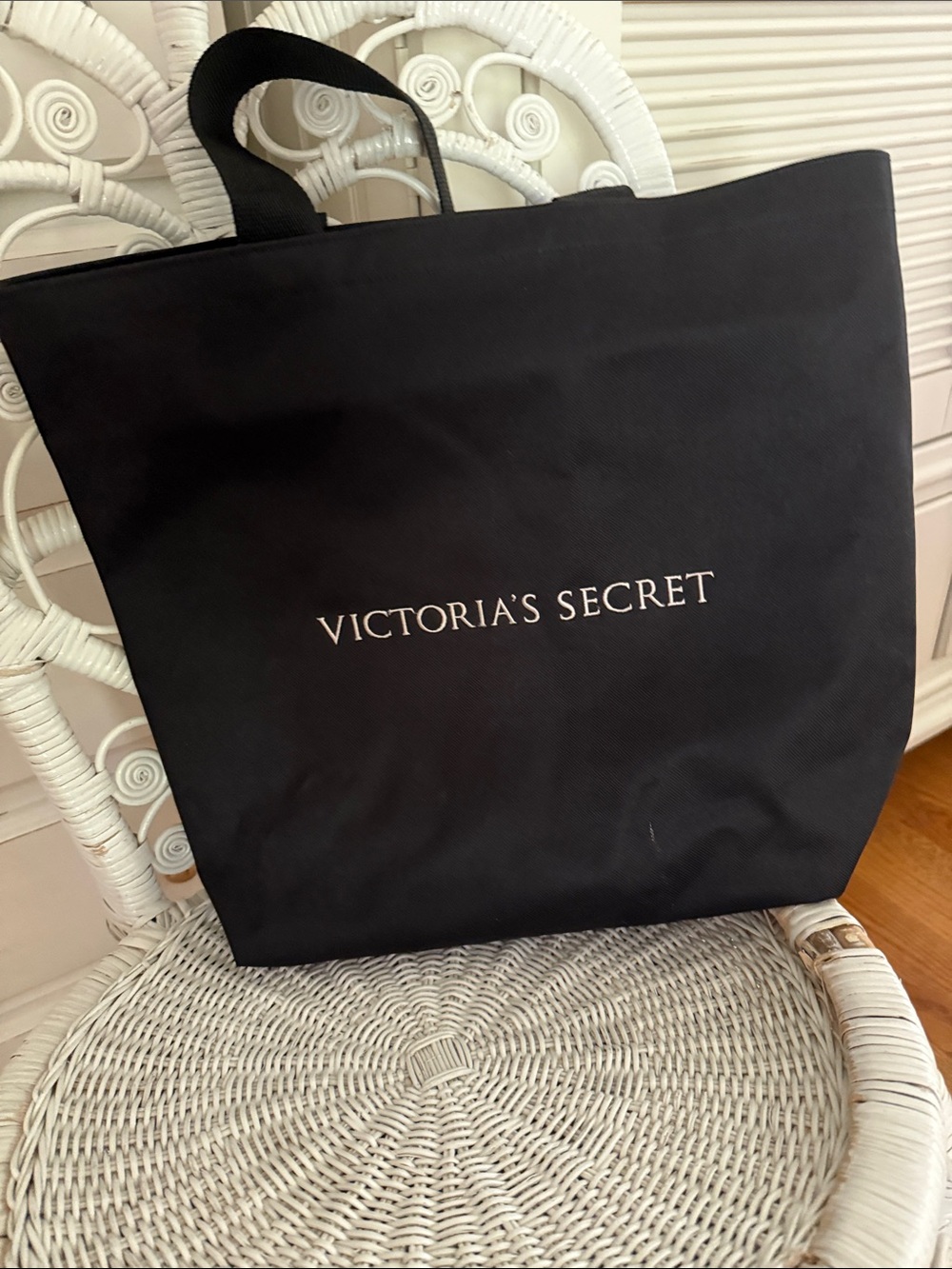 Victoria's Secret Black Canvas Logo Tote